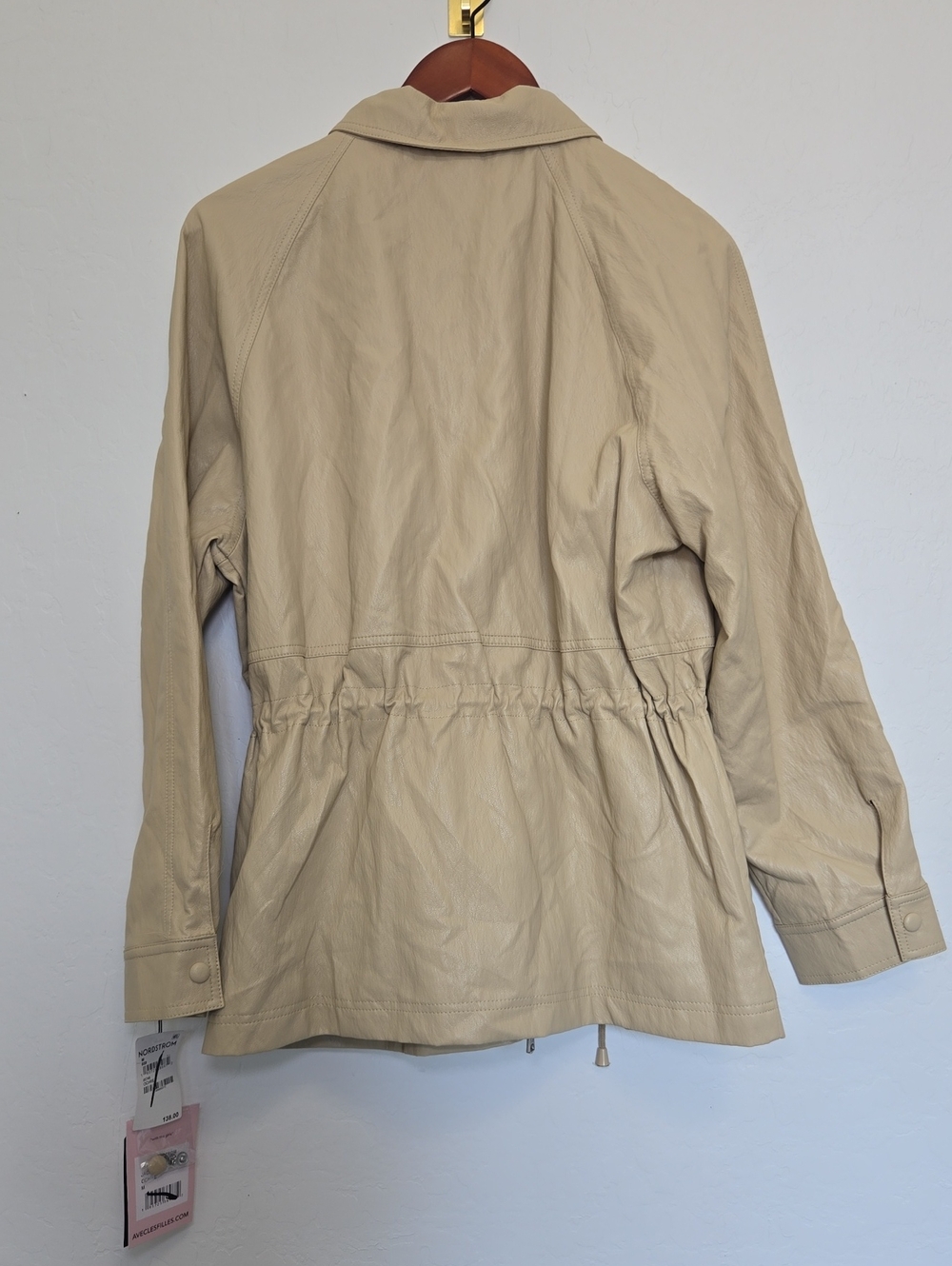 Avec Les Filles Funnel Neck Faux-Ever Leather Anorak Jacket Ochre Womens M NWT - Picture 8 of 16